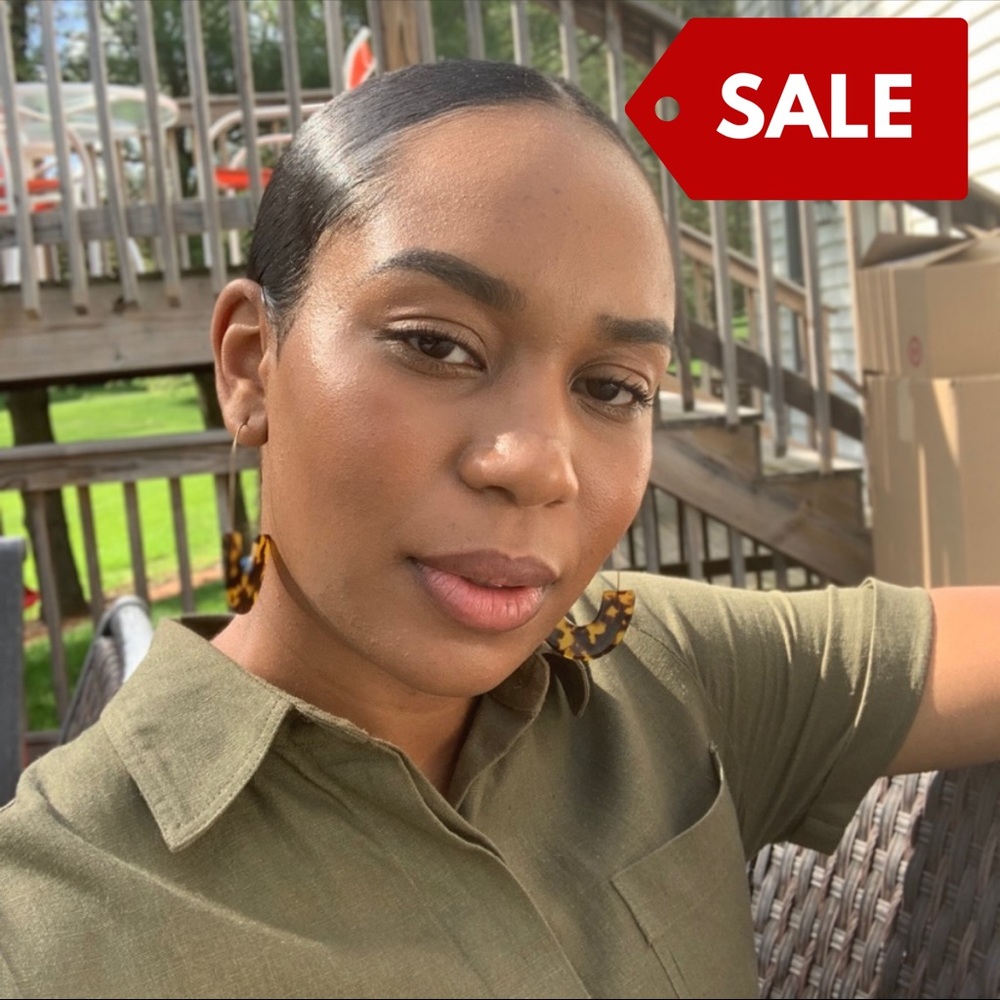 Tortoise Shell Resin Hoop Earrings